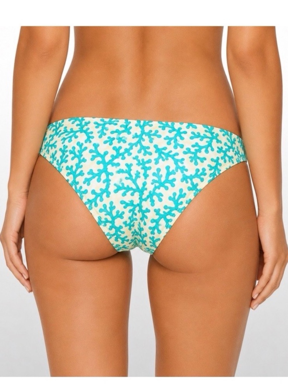 Old Navy Coral Print Bikini Swim Bottoms Women’s Small Blue Cream nwot - Picture 2 of 8